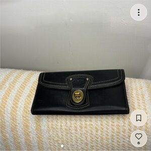 Stunning Classic Black Coach Leather Wallet With Pink Interior